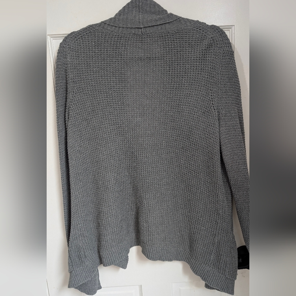Express Charcoal Gray Open Front Cardigan With  Pockets - Picture 4 of 4